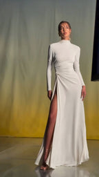 High Neck Slit Maxi Dress H7006