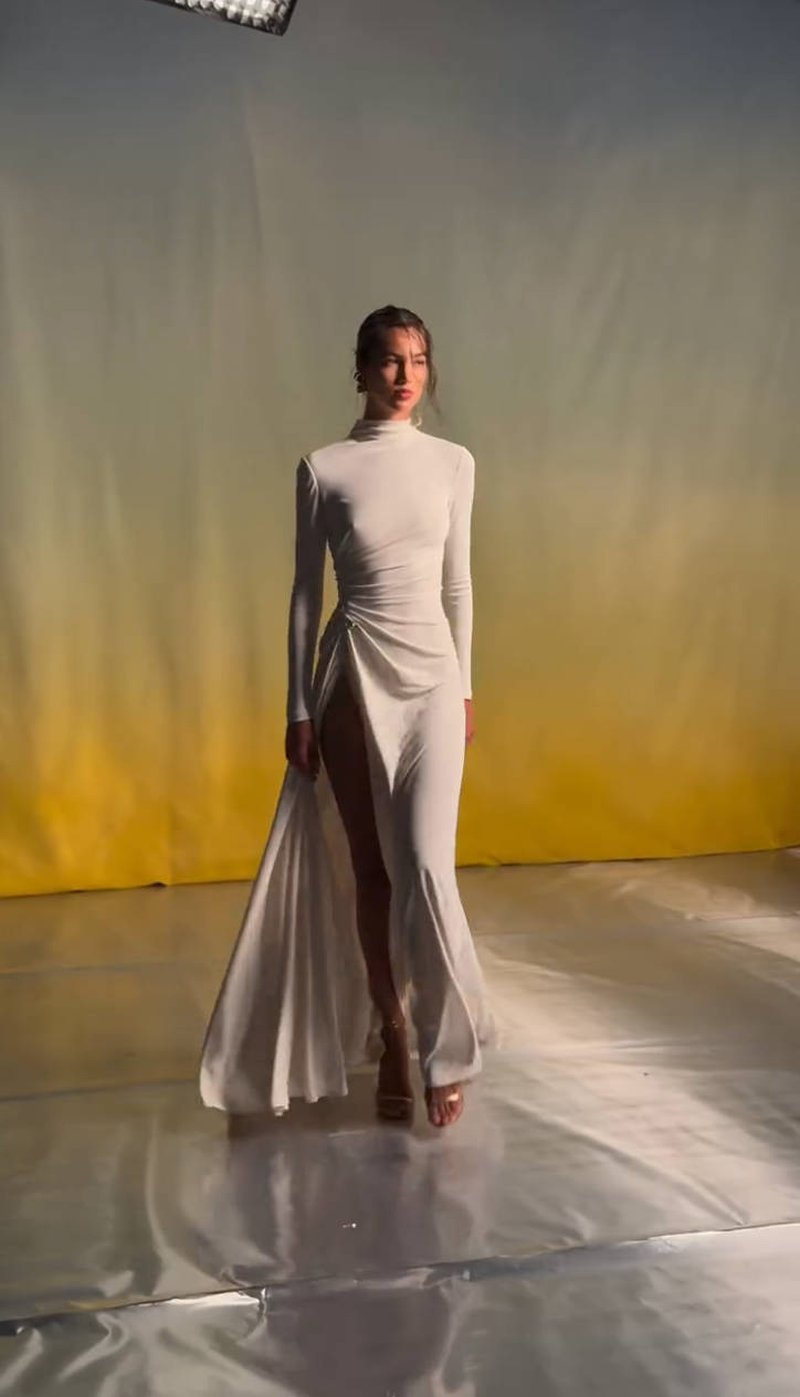 High Neck Slit Maxi Dress H7006