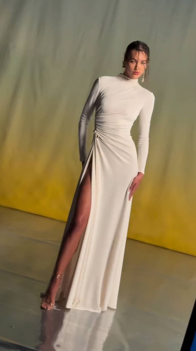 High Neck Slit Maxi Dress H7006