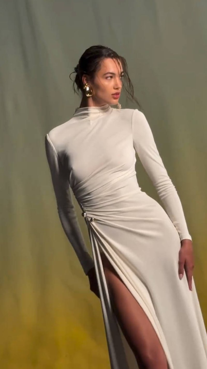 High Neck Slit Maxi Dress H7006