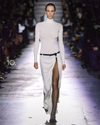 High Neck White Bodycon Gown H6790