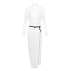 High Neck White Bodycon Gown H6790