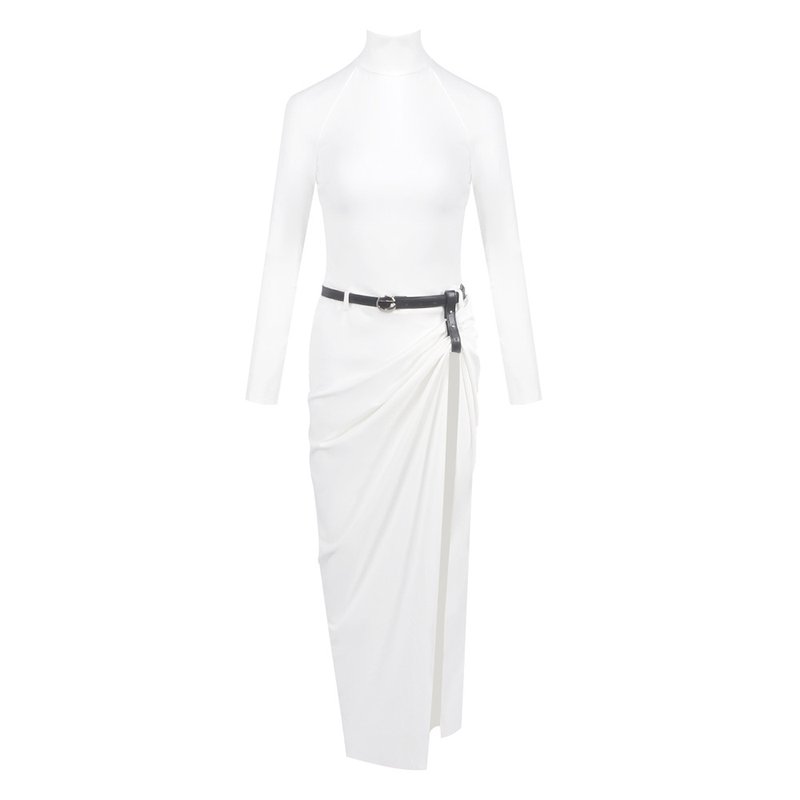 High Neck White Bodycon Gown H6790