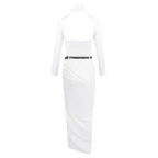 High Neck White Bodycon Gown H6790
