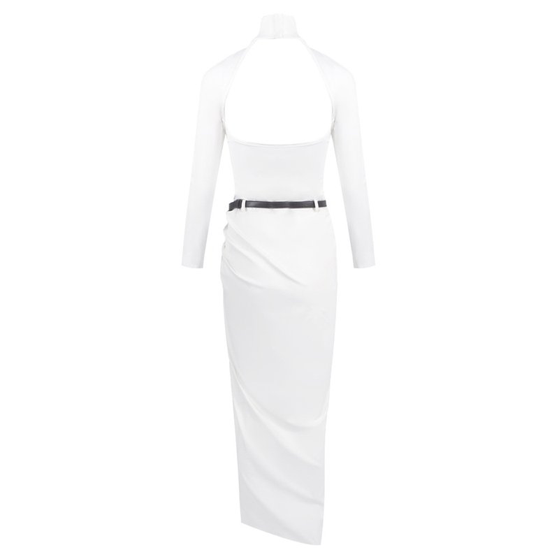High Neck White Bodycon Gown H6790