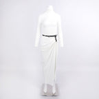 High Neck White Bodycon Gown H6790