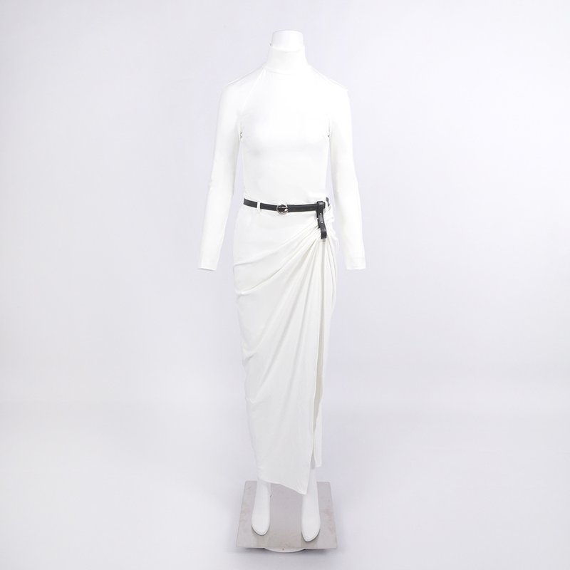 High Neck White Bodycon Gown H6790