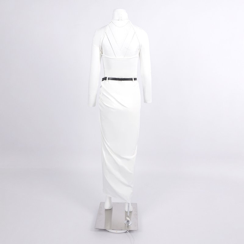 High Neck White Bodycon Gown H6790