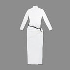 High Neck White Bodycon Gown H6790