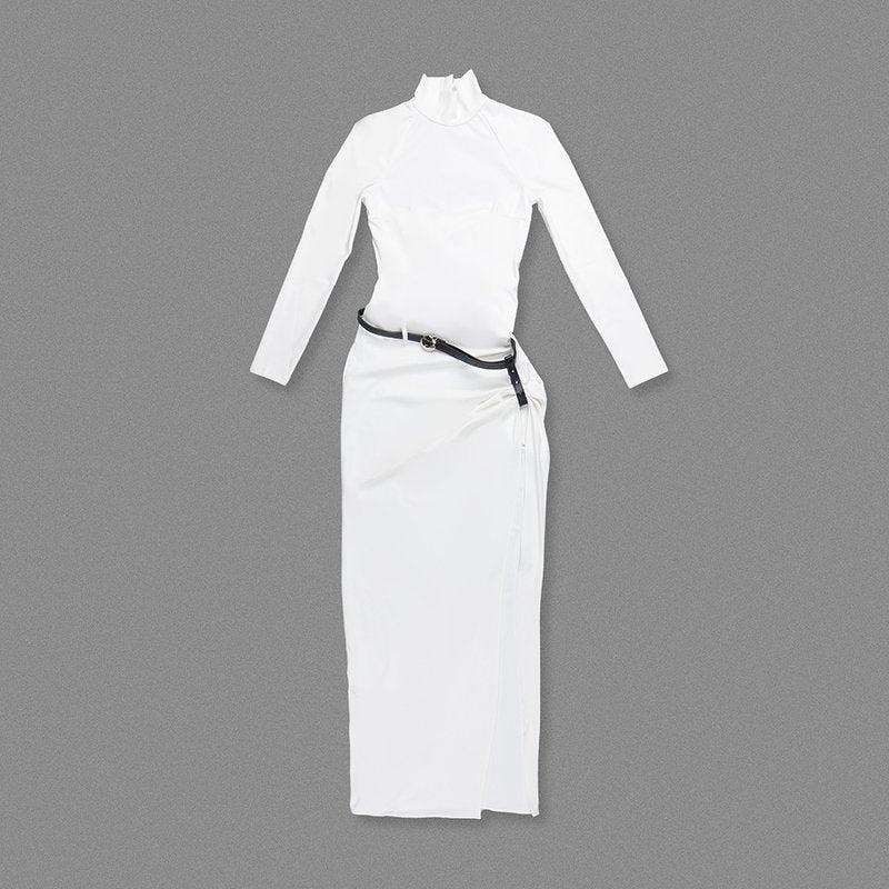 High Neck White Bodycon Gown H6790