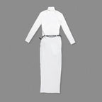 High Neck White Bodycon Gown H6790