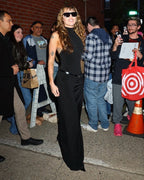 High Slit Draped Black Maxi Dress H6789