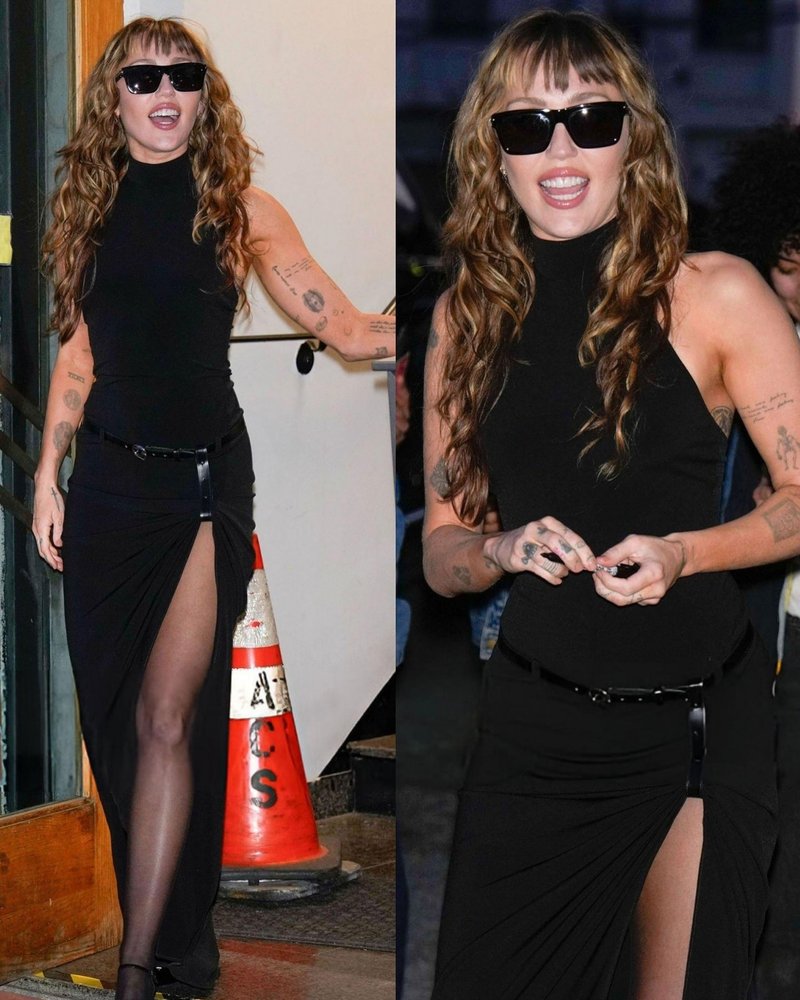 High Slit Draped Black Maxi Dress H6789