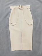 High Waist Belted Pencil Skirt H208