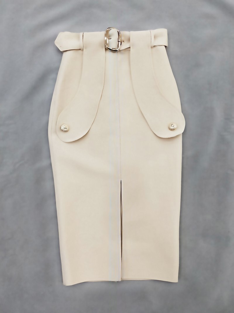 High Waist Belted Pencil Skirt H208