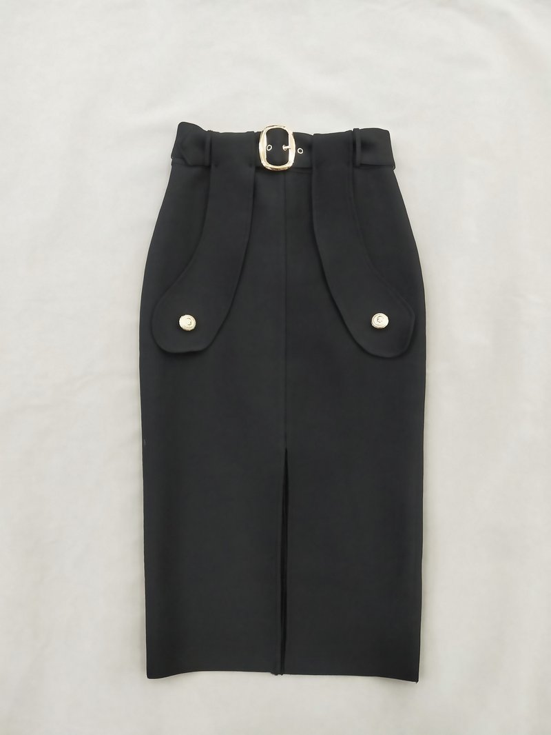 High Waist Belted Pencil Skirt H208