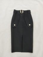 High Waist Belted Pencil Skirt H208