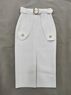 High Waist Belted Pencil Skirt H208