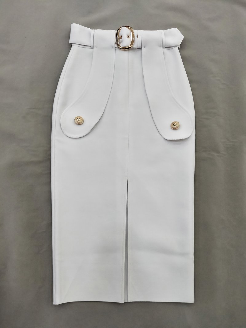 High Waist Belted Pencil Skirt H208