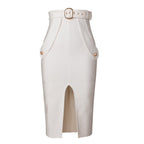 High Waist Belted Pencil Skirt H208
