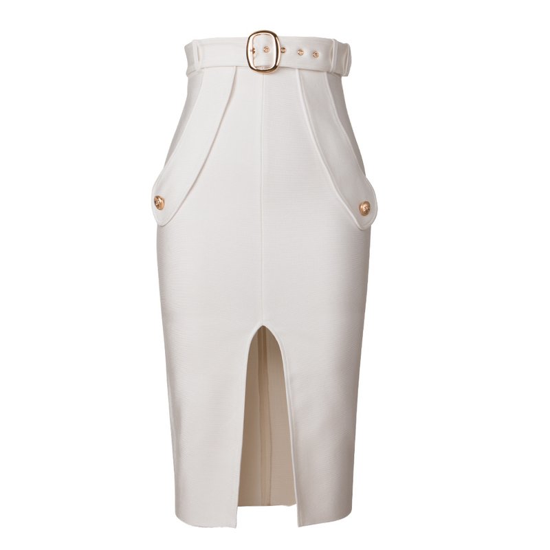 High Waist Belted Pencil Skirt H208