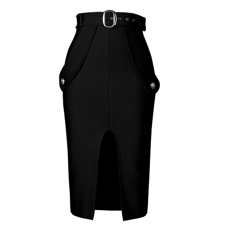High Waist Belted Pencil Skirt H208