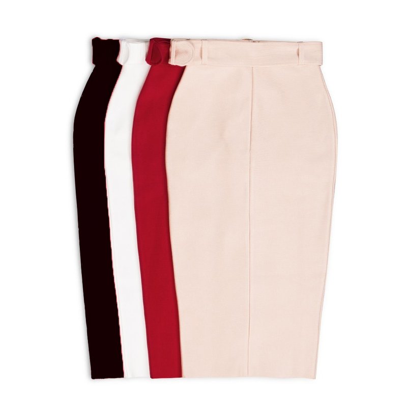 High Waist Belted Pencil Skirt H208