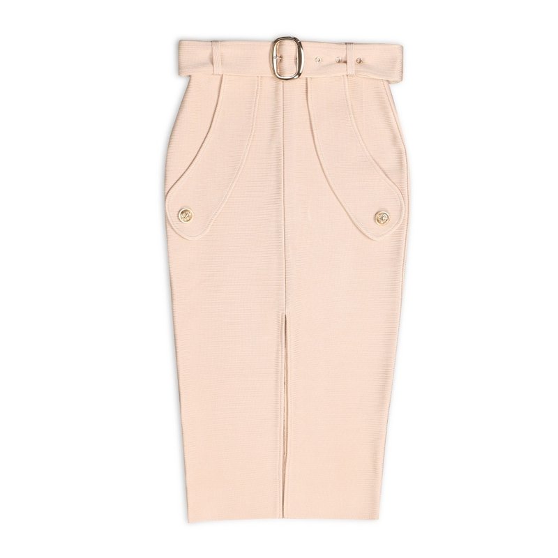 High Waist Belted Pencil Skirt H208