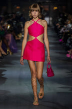 Hot Pink Cutout Halter Mini Dress H4723