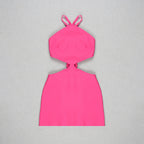 Hot Pink Cutout Halter Mini Dress H4723
