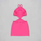 Hot Pink Cutout Halter Mini Dress H4723