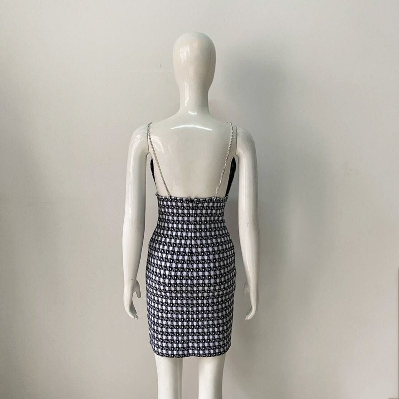 Houndstooth Mini Bodycon Dress H6082