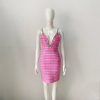 Houndstooth Mini Bodycon Dress H6082