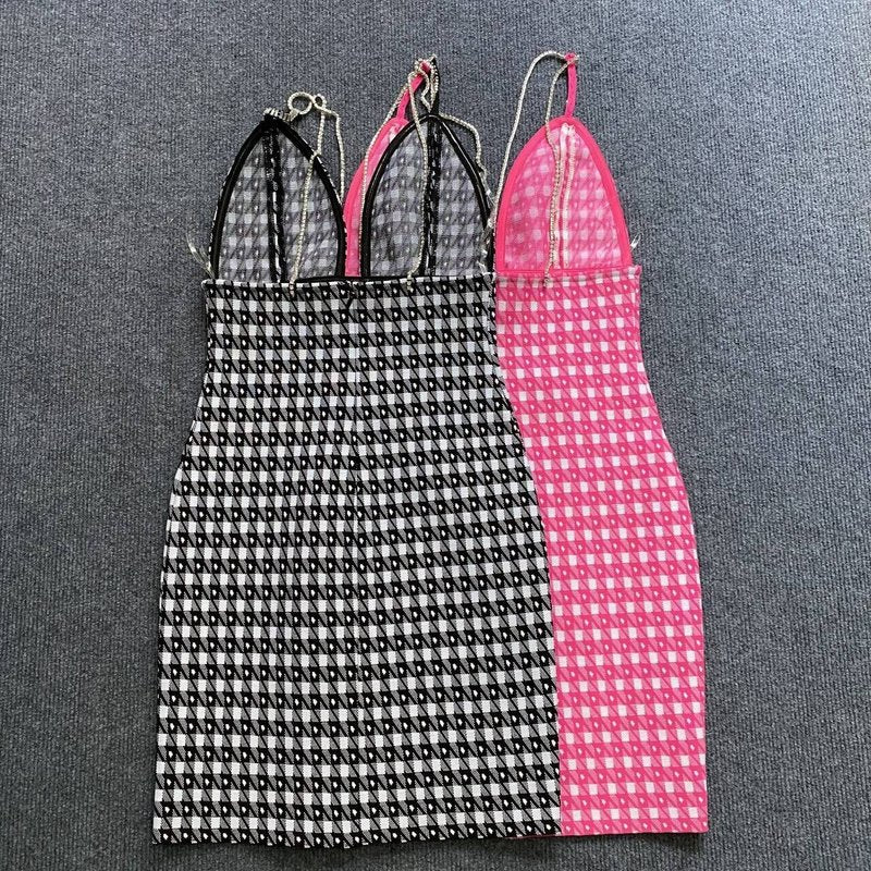 Houndstooth Mini Bodycon Dress H6082