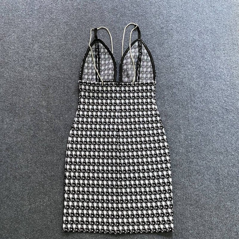 Houndstooth Mini Bodycon Dress H6082