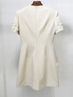 Fashion Ivory Floral Embellished Mini Dress H7153