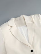 Ivory Fringe Sleeve Tuxedo Suit H7107