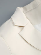 Ivory Fringe Sleeve Tuxedo Suit H7107
