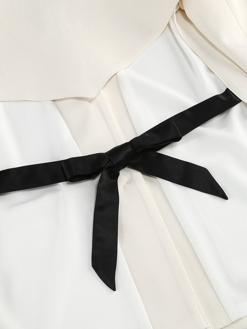 Ivory Fringe Sleeve Tuxedo Suit H7107