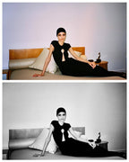 Keyhole Cutout Black Velvet Gown H6444