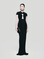 Keyhole Cutout Black Velvet Gown H6444
