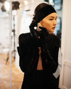 Keyhole Cutout Black Velvet Gown H6444