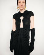Keyhole Cutout Black Velvet Gown H6444