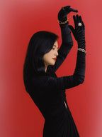 Keyhole Cutout Black Velvet Gown H6444