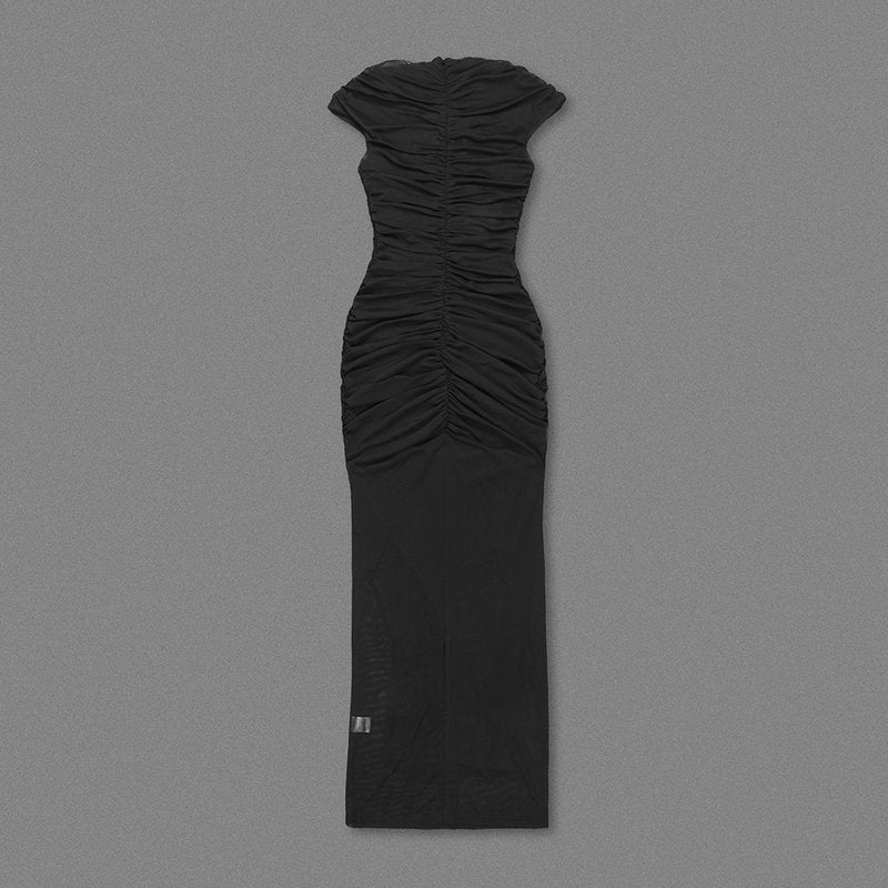 Keyhole Cutout Black Velvet Gown H6444