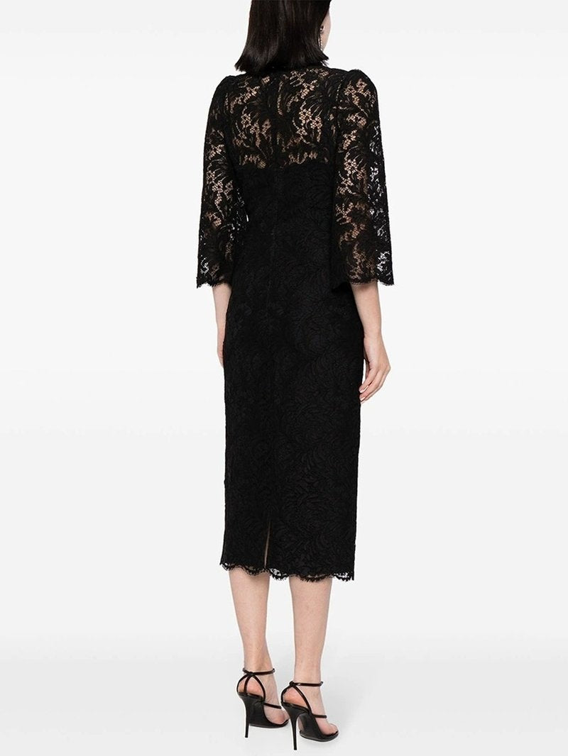 Lace Bell Sleeve Midi Dress H6631