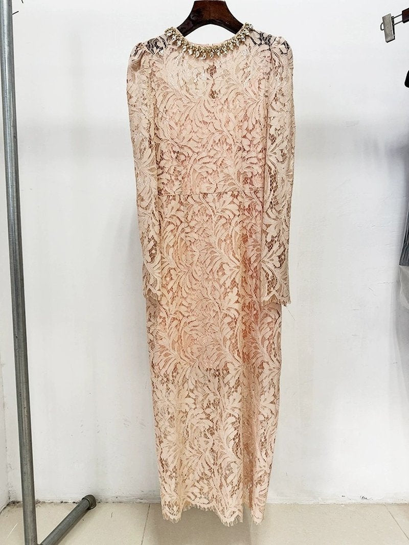 Lace Bell Sleeve Midi Dress H6631