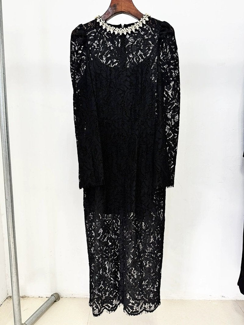 Lace Bell Sleeve Midi Dress H6631