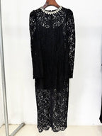 Lace Bell Sleeve Midi Dress H6631