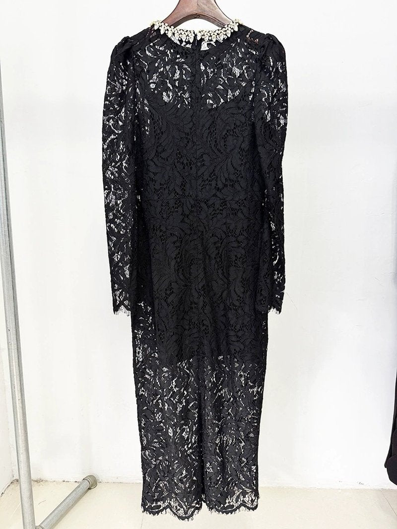 Lace Bell Sleeve Midi Dress H6631